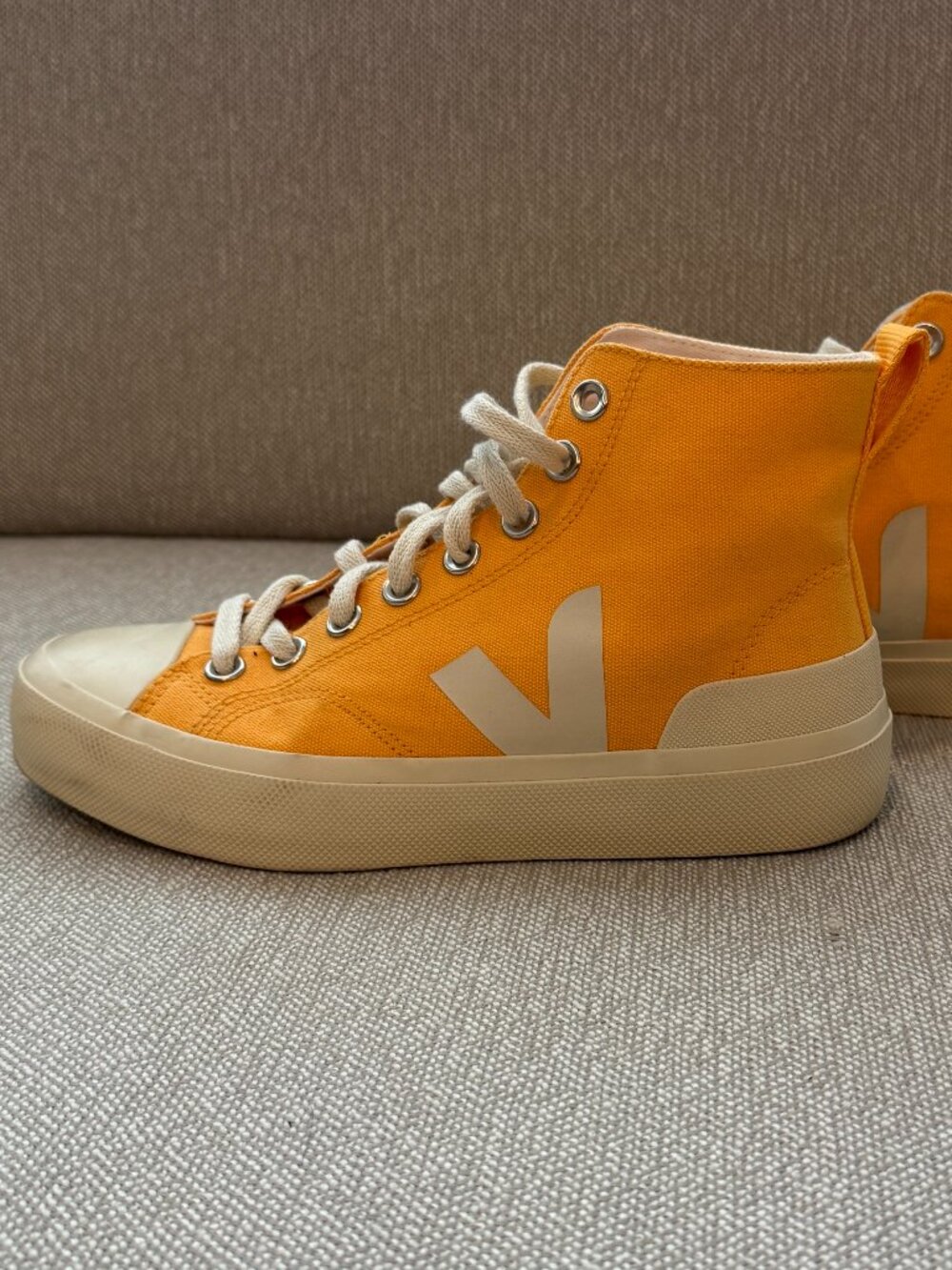 VEJA Bright Orange High-Top Sneakers – Good Condition